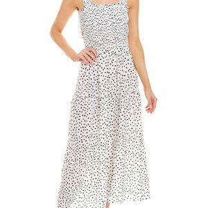 Long white polka dot dress
